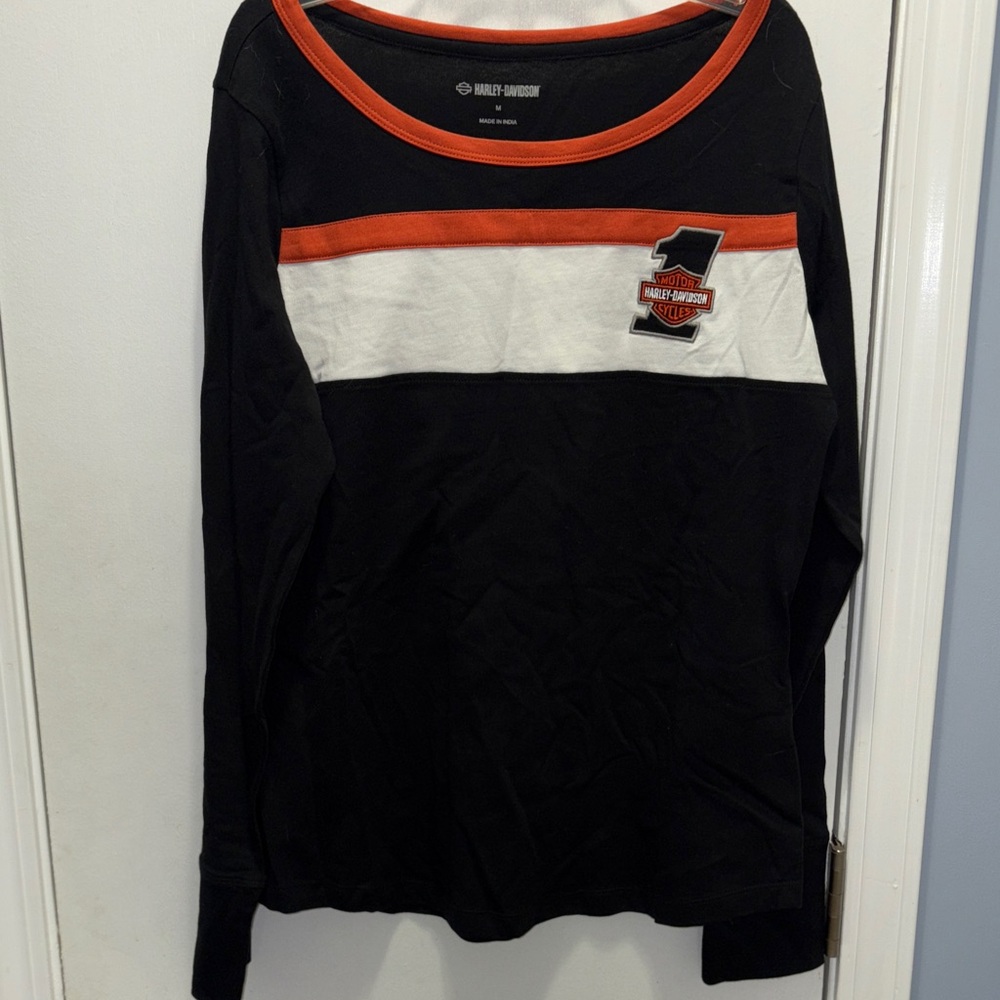 Harley-Davidson Long Sleeve Tee in Black, White, and Orange